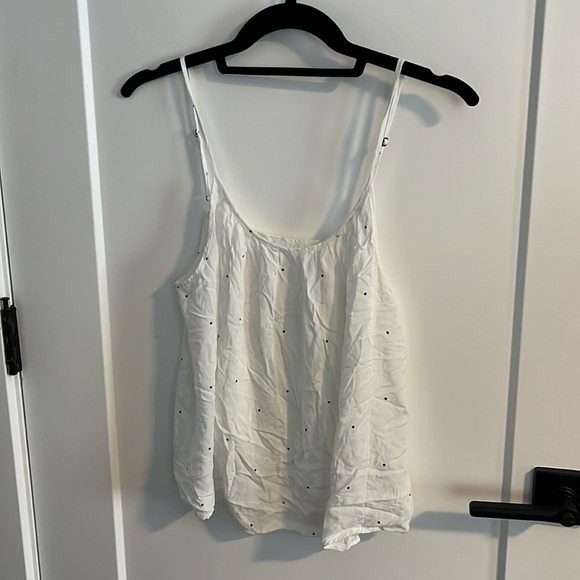 BP Nordstrom Ivory Black Dots Adjustable Tank Straps Crop Cami EUC - Picture 1 of 7